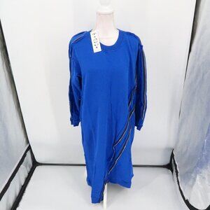 Tov Holy Blue Sweatshirt Dress w Zipper Detail Size 38 = Oversized 2-4/Small NWT